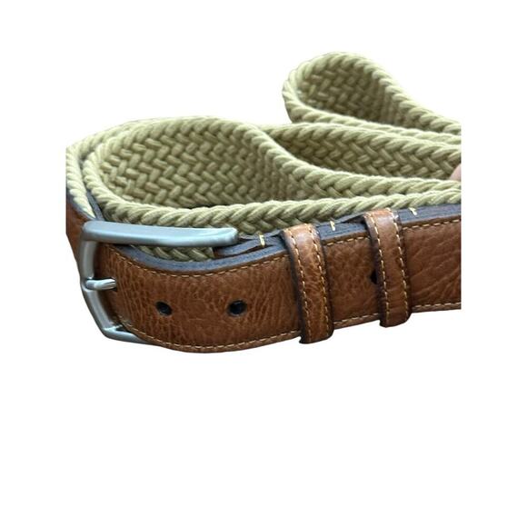 Torino Leather Co. Men's Italian Woven Multi Cotton Elastic Khaki Belt - Picture 3 of 6